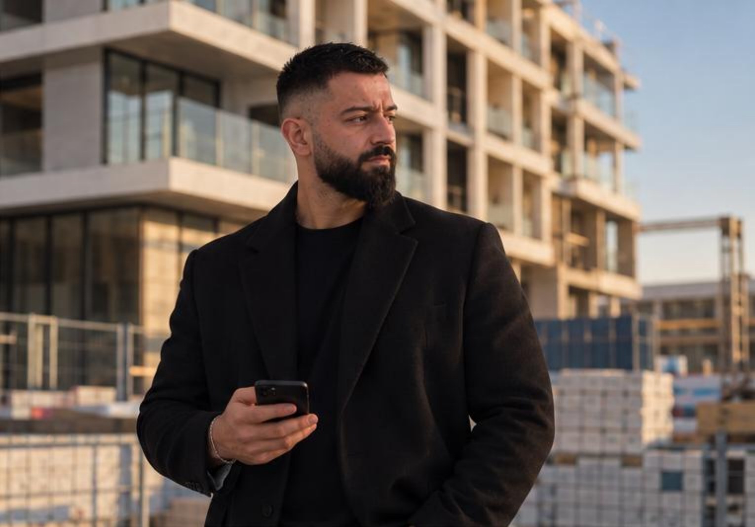 Bayram Ozan op locatie bij een nieuwbouwproject